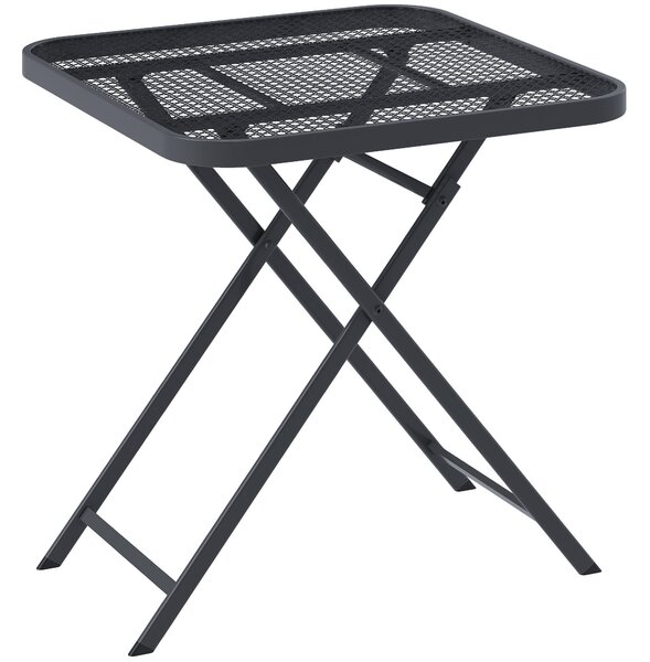Skládací zahradní stůl Outsunny 70 x 70 cm, odolný vůči počasí, ocelový skládací stůl s vyřezávaným designem, venkovní jídelní stůl, čtvercový boční s