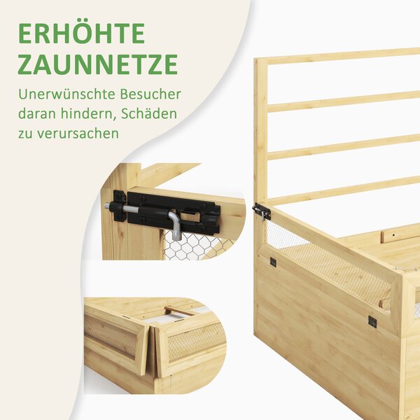 Vyvýšený zahradní truhlík Outsunny s treláží, bylinkový záhon, dřevěná rostlinná bedýnka, květinová bedýnka do zahrady, na balkon, přirozené dřevo, 18