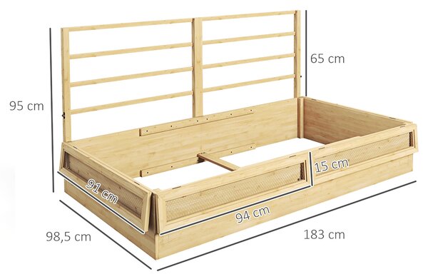 Vyvýšený zahradní truhlík Outsunny s treláží, bylinkový záhon, dřevěná rostlinná bedýnka, květinová bedýnka do zahrady, na balkon, přirozené dřevo, 18