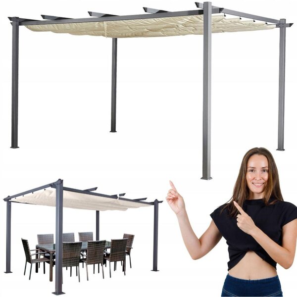 BelloGriardino | Zahradní pergola 3 x 4 m - Ecru - Odolná proti povětrnostním vlivům - Elegantní design - Ochrana proti slunci