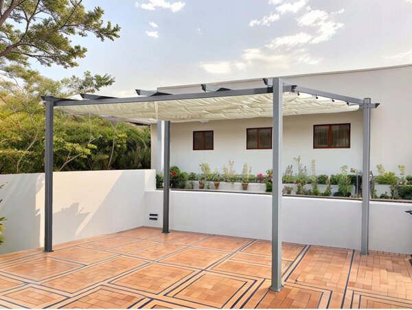 BelloGriardino | Zahradní pergola 3 x 4 m - Ecru - Odolná proti povětrnostním vlivům - Elegantní design - Ochrana proti slunci