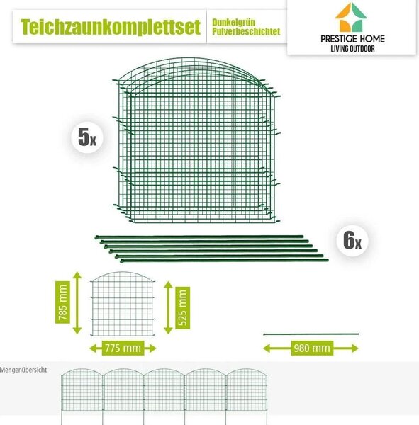 Oplocení jezírka s obloukem – cca 390 x 78,5 cm – tmavě zelené