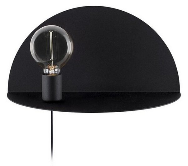 Černé nástěnné svítidlo s poličkou Homemania Decor Shelfie, délka 20 cm