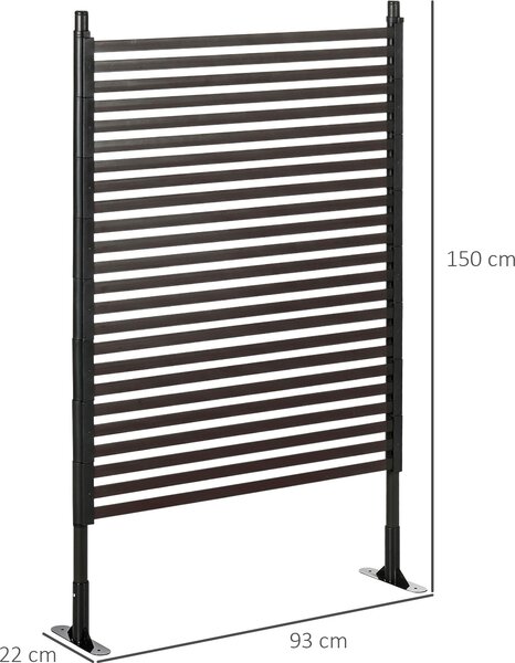 Zahradní plot Outsunny, dekorativní plot, plot k jezírku 93 x 150 cm, ocelový plot s patkou
