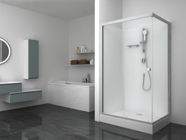 Sprchový kout 90x115 MARWELL kompletní sprcha Fresh Shower Rectangle - 90x115x205cm - kompletní sprcha s předním vstupem - s posuvnými dveřmi - vysoce kvalitní hliníkové profily