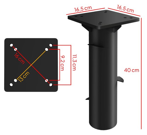 Stojan na slunečníky Outsunny, betonový stojan s kloubem, čtvercový držák slunečníku, stojan pro kloubové slunečníky 113/92 mm, stabilizační váha pro