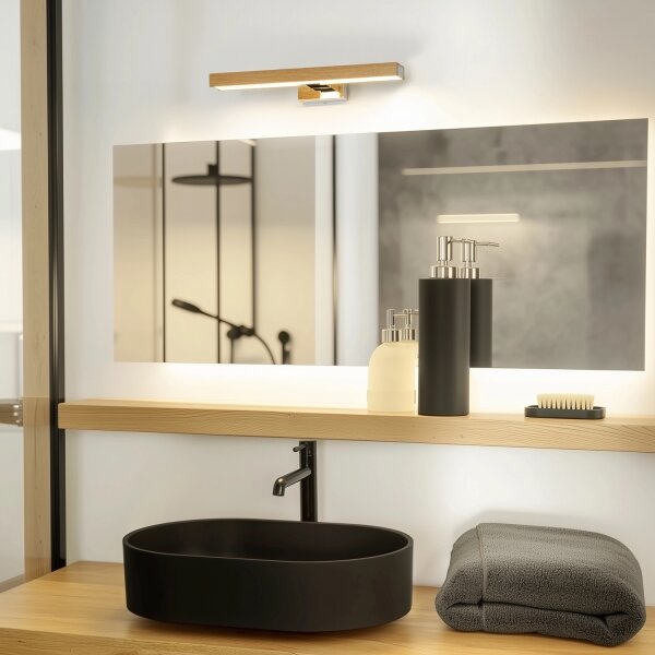 Brilagi-LED Koupelnové osvětlení zrcadla WOODY MIRROR LED/8W/230V IP44 dub/chrom