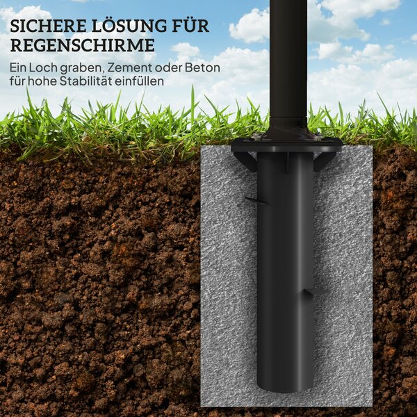 Stojan na slunečníky Outsunny, betonový stojan s kloubem, čtvercový držák slunečníku, stojan pro kloubové slunečníky 113/92 mm, stabilizační váha pro