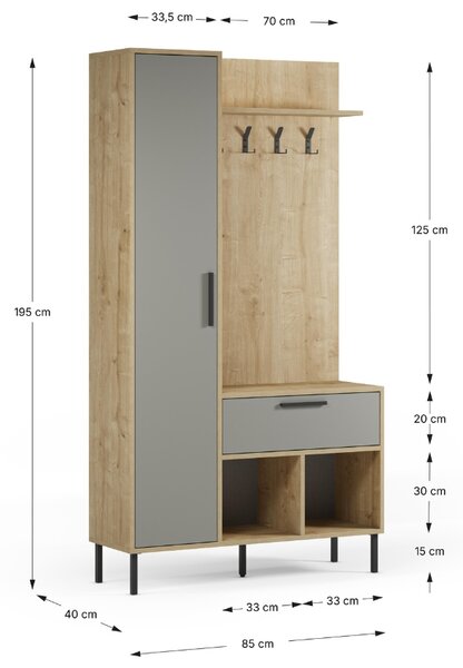 Marckeric Zelená předsíňová stěna Heidy s dubovým dekorem