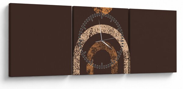 Obraz - Oranžové oblouky N⁰1 (s hodinami) (90x30 cm)
