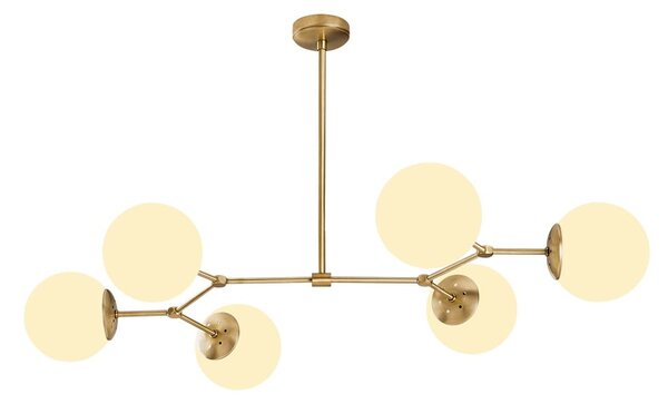 Bílé/v mosazné barvě závěsné svítidlo se skleněným stínidlem Damar – Opviq lights
