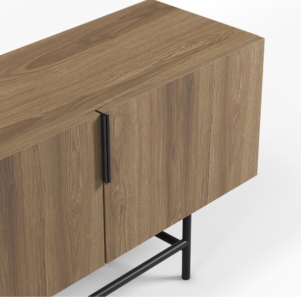 Marckeric Hnědý TV stolek Eldia 200 x 35 cm s dubovým dekorem