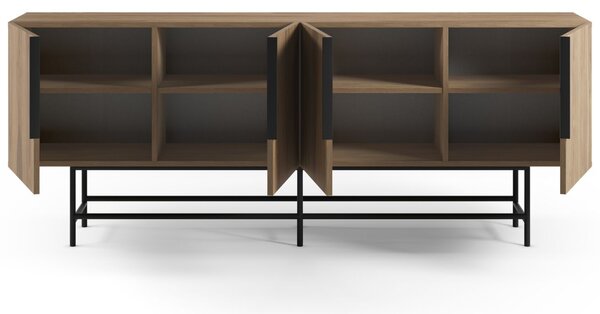 Marckeric Hnědá komoda Eldia 200 x 40 cm s dubovým dekorem
