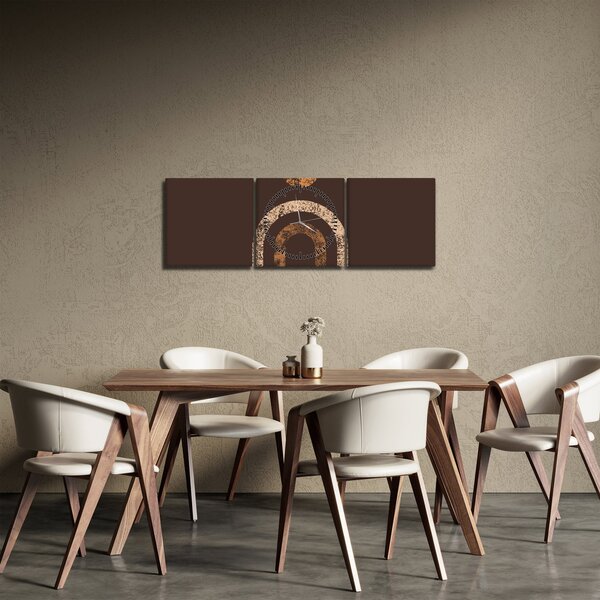 Obraz - Oranžové oblouky N⁰1 (s hodinami) (90x30 cm)