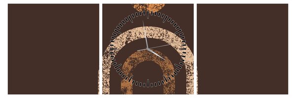 Obraz - Oranžové oblouky N⁰1 (s hodinami) (90x30 cm)