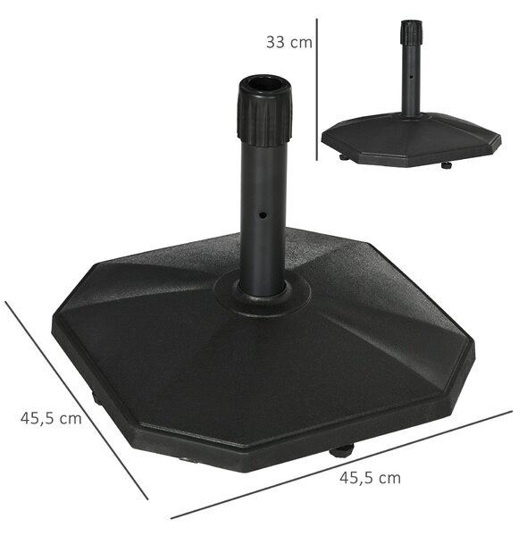 Stojan na slunečník Outsunny 18 kg, základna pro slunečníky průměr Ø 34/38/48 mm, stojan na zahradu, balkon, plněný cementem, černý | Aosom