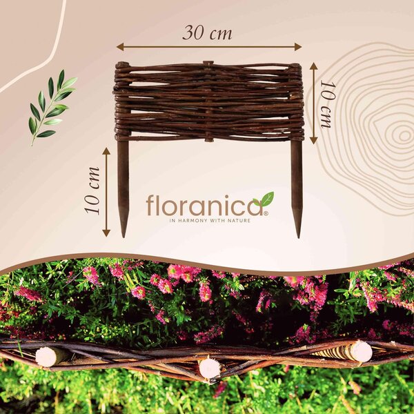 Floranica 5 kusů Vrbový plot 10 cm x 30 cm – Zahradní plot z vrbového proutí Palisáda Přírodní oplocení Ohraničení záhonu