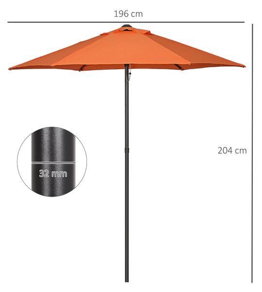 Slunečník Outsunny Ø196 cm, šestiúhelníkový balkonový slunečník, odolný proti větru, stabilní tržní slunečník s kličkou, sluneční ochrana pro pláž, ba