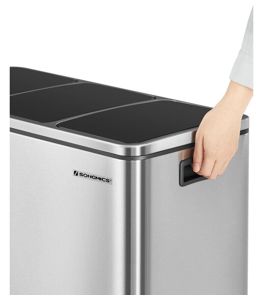 Koš na separování odpadu SORT 54l (3x18 l), stříbrná SongmicsHome