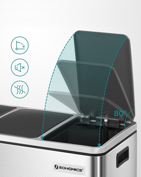 Koš na separování odpadu SORT 54l (3x18 l), stříbrná SongmicsHome