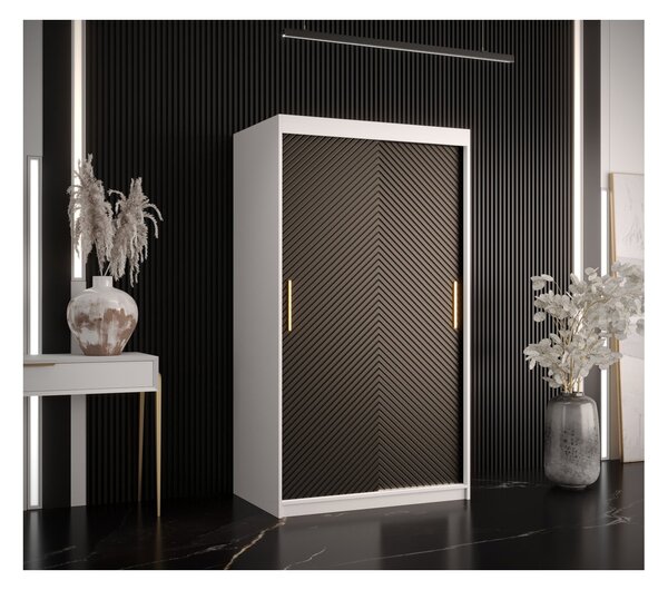 Skříň s posuvnými dveřmi PAOLA - šířka 100 cm, bílá / černá