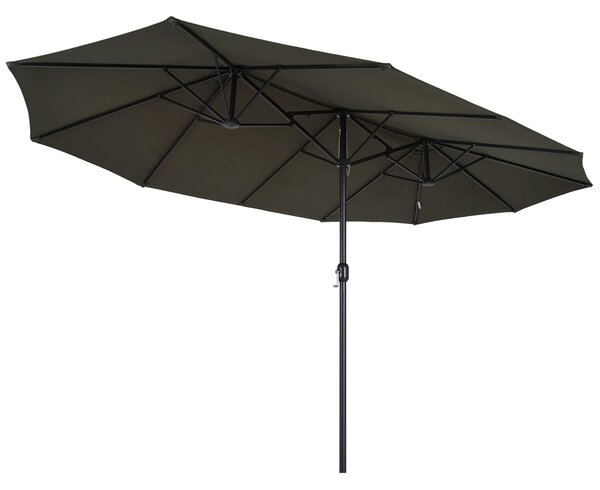 Outsunny Dvojitý Slunečník 455 x 265 cm, UV Ochrana Slunečníku s Ručním Kolečkem, Slunečník na Balkon, Plážový Slunečník Odolný proti Větru, Ochrana p