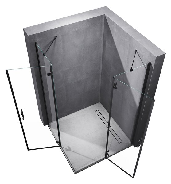 SONNI Černý sprchový kout s výklopnými dveřmi 100x100x195cm Nano 6mm ESG bezpečnostní sklo Sprchový kout Rohový vstupní sprchový kout Rohový sprchový kout