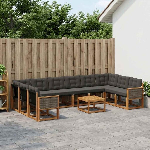Venkovní pohovková souprava 11 ks Přirozená a černá 3382252