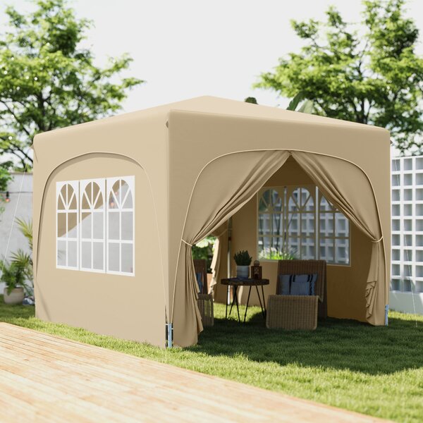 Outsunny Pavilon 3x3m, Voděodolný Stabilní Zimní Skládací Pavilon, UV Ochrana 50+, Skládací Party Stan se 4 Bočními Panely a Taškou pro Camping do Zah
