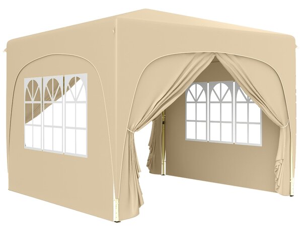 Outsunny Pavilon 3x3m, Voděodolný Stabilní Zimní Skládací Pavilon, UV Ochrana 50+, Skládací Party Stan se 4 Bočními Panely a Taškou pro Camping do Zah