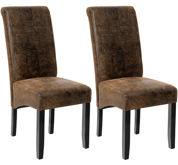 Jídelní židle ergonomická, masivní dřevo - vintage hnědá,Sada 2 kusů