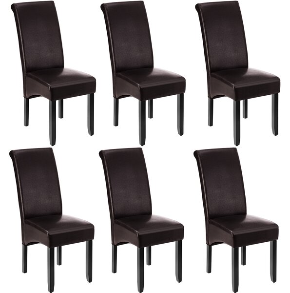 Tectake Jídelní židle ergonomická, masivní dřevo - hnědá,Sada 6 kusů