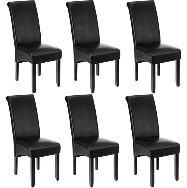 Tectake Jídelní židle ergonomická, masivní dřevo - černá,Sada 6 kusů