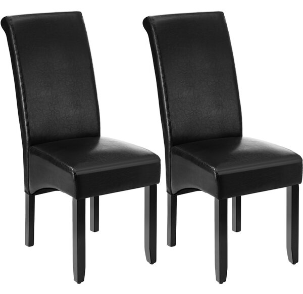Tectake Jídelní židle ergonomická, masivní dřevo - černá,Sada 2 kusů