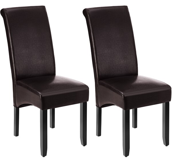 Tectake Jídelní židle ergonomická, masivní dřevo - hnědá,Sada 2 kusů