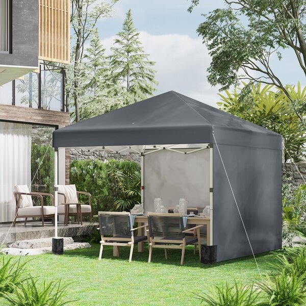 Pavilion Outsunny 3x3m, voděodolný stabilní zimní skládací pavilion s 2 bočními stěnami, UV ochrana 30+, sklopný párty stan s taškou, zahradní pavilio