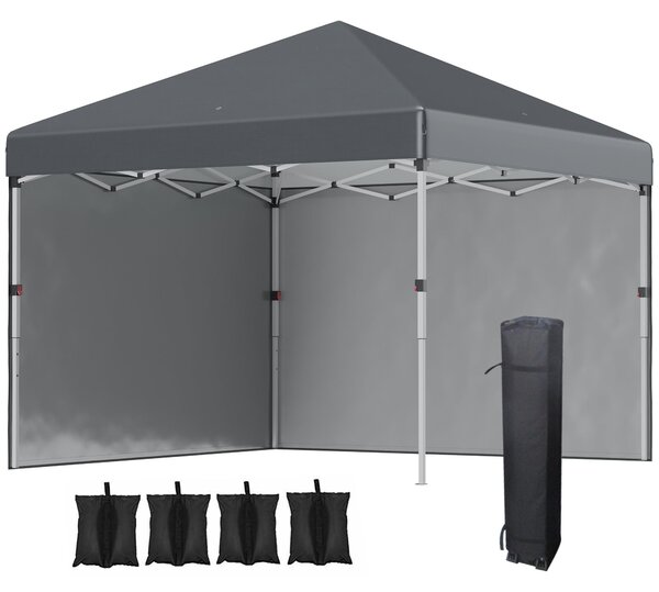 Pavilion Outsunny 3x3m, voděodolný stabilní zimní skládací pavilion s 2 bočními stěnami, UV ochrana 30+, sklopný párty stan s taškou, zahradní pavilio