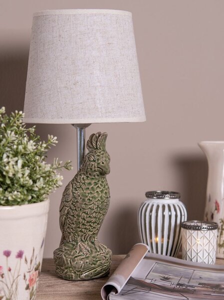 Stolní lampa s papouškem a béžovým stínidlem Parrot - Ø 18*38 cm E27/max 1*60W - Clayre & Eef