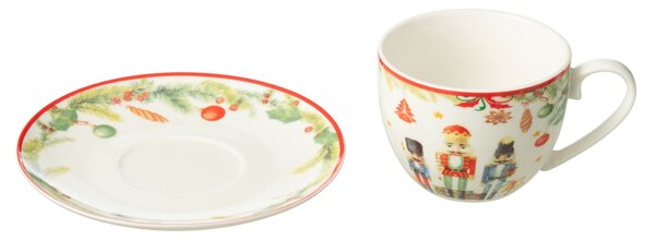 4ks šálek s podšálkem s Louskáčky Chris Nutc v krabičce - 9*15*7 cm / 220 ml - J-Line by Jolipa