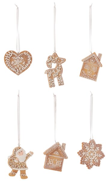 Set 6ks závěsná dekorace perníček Ginger - 8*1*9 cm - J-Line by Jolipa