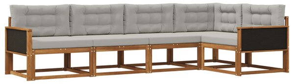 Venkovní pohovková souprava 5 ks Přirozená a Světle šedá 3382554