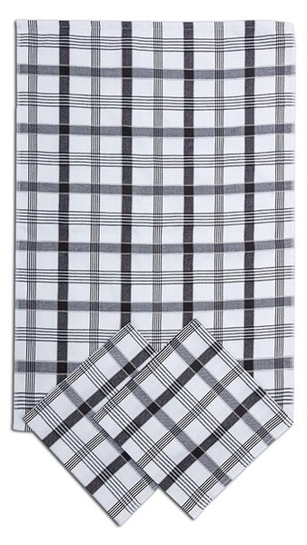 Tegatex Utěrka bavlna 3 ks - moderní káro černá 50*70 cm