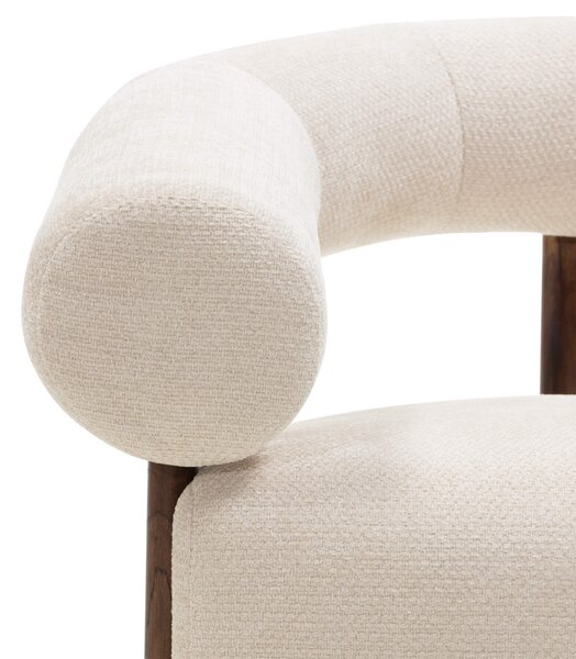 Krémové designové křeslo KOKEI ALIA, dekor ořech