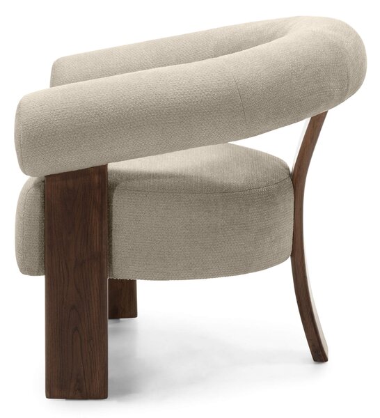 Béžové designové křeslo KOKEI ALIA, dekor ořech