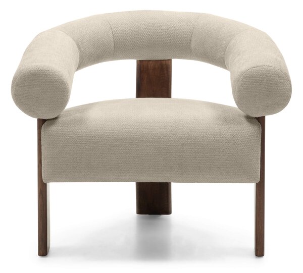 Béžové designové křeslo KOKEI ALIA, dekor ořech