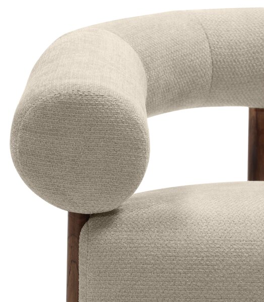 Béžové designové křeslo KOKEI ALIA, dekor ořech