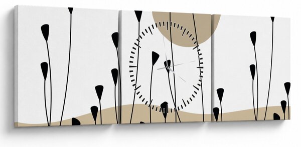 Obraz - Grafická louka N⁰2 (s hodinami) (90x30 cm)