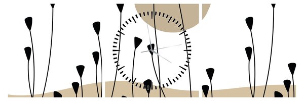 Obraz - Grafická louka N⁰2 (s hodinami) (90x30 cm)