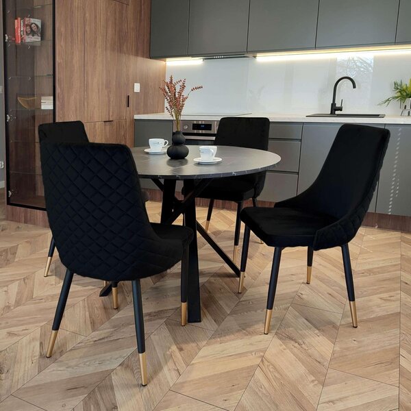 Židle Vermont Velvet v černé barvě, glamour design