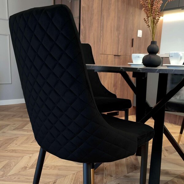 Židle Vermont Velvet v černé barvě, glamour design